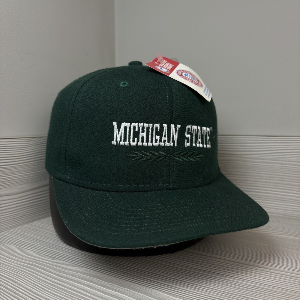 Vintage 90's Michigan State Spartans Hat NWT Deadstock Wool Fitted Cap 7 1/8